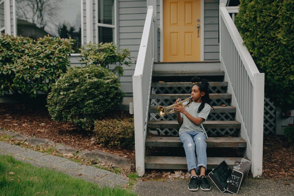 A Girl Playing TrumpetA Girl Playing Trumpet