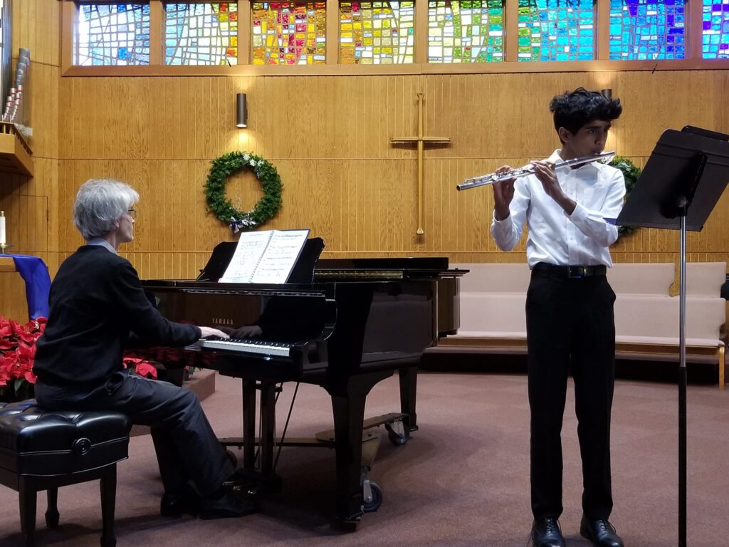 Student playing flute 